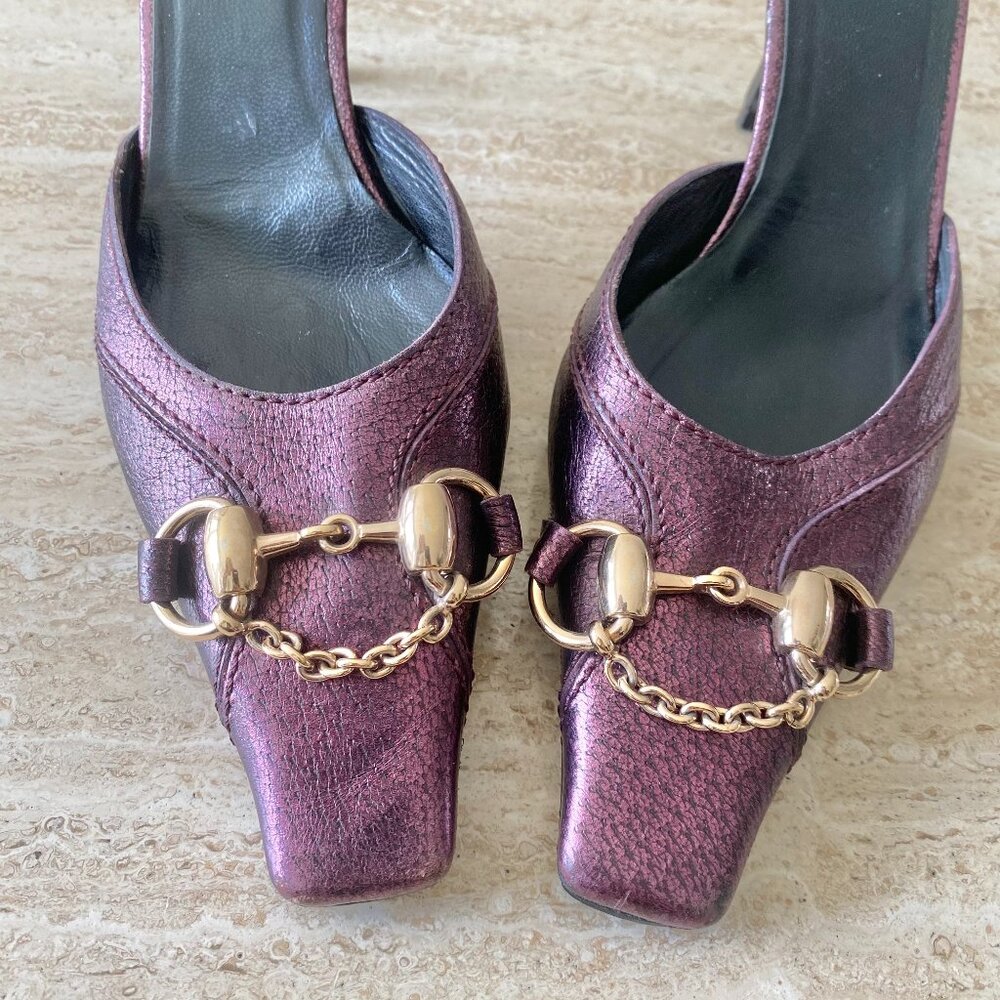 Vintage Gucci Tom Ford-era Horsebit Chain Mule Heels - Picture 5 of 9